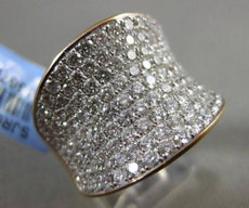 ESTATE MASSIVE 2.74CT DIAMOND 18KT YELLOW GOLD MULTI ROW 3D HEART FUN RING