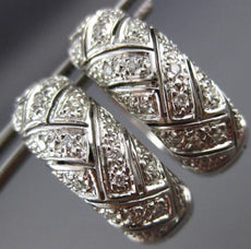 ESTATE .35CT ROUND DIAMOND 14KT WHITE GOLD FILIGREE HUGGIE HOOP EARRINGS #21690