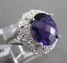 ESTATE 4.62CT DIAMOND & AAA AMETHYST 14K WHITE GOLD FILIGREE FLORAL CLUSTER RING