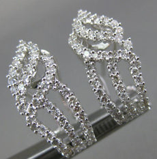 ESTATE LARGE 1.15CT DIAMOND 14K WHITE GOLD 3D MULTI ROW CLIP ON EARRINGS #26312