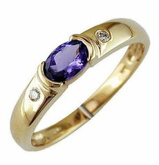 .54CT DIAMOND & AAA TANZANITE 14KT YELLOW GOLD 3D SEMI BEZEL ETOILE PROMISE RING