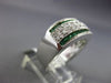 ESTATE WIDE .95CT DIAMOND & AAA EMERALD 18KT WHITE GOLD WEDDING ANNIVERSARY RING