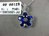 ESTATE 1.68CT DIAMOND & AAA SAPPHIRE 18KT WHITE GOLD 3D FLOWER FILIGREE PENDANT
