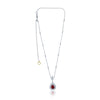 ESTATE 2.10CT DIAMOND & AAA RUBY 18KT 2 TONE GOLD TEAR DROP DOUBLE HALO NECKLACE