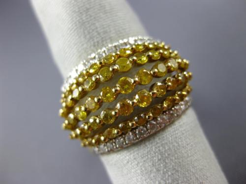 ESTATE LARGE 2.09CT 18KT WHITE AND FANCY YELLOW GOLD 3D WEDDING ANNIVERSARY RING