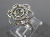 ESTATE .50CT DIAMOND 14K WHITE GOLD FLOWER ROUND HALO SEMI MOUNT ENGAGEMENT RING
