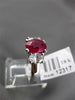 ESTATE 2.16CT DIAMOND & RUBY 18K WHITE GOLD 3 STONE OVAL CLASSIC ENGAGEMENT RING