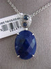 ANTIQUE 6.08CT DIAMOND & AAA SAPPHIRE 14KT WHITE GOLD FLOATING PENDANT & CHAIN