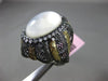 ANTIQUE LARGE .90CT DIAMOND & MOONSTONE 14KT BLACK & YELLOW GOLD 3D FLIGREE RING