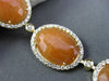 ESTATE WIDE 3.50CT DIAMOND & ORANGE ARAGONITE 14K YELLOW GOLD OVAL HALO BRACELET