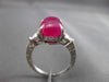 ANTIQUE LARGE 9.40CT DIAMOND & AAA RUBY PLATINUM 3D THREE STONE ENGAGEMENT RING