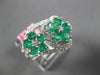 ESTATE LARGE 2.01CT DIAMOND & AAA EMERALD 18K WHITE GOLD DOUBLE FLOWER LOVE RING