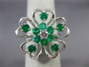 ESTATE LARGE 1.37CT DIAMOND & AAA EMERALD 18KT WHITE GOLD MULTI HEART LOVE RING
