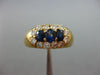 ESTATE 1.25CT DIAMOND & AAA SAPPHIRE 18KT YELLOW GOLD 3D 3 STONE HALO FUN RING