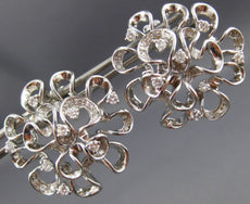 ESTATE EXTRA LARGE 1.36CT DIAMOND 14KT WHITE GOLD 3D FLOWER LOVE EARRINGS #19476
