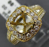 LARGE 1.52CT DIAMOND 14KT YELLOW GOLD 3D SQUARE HALO SEMI MOUNT ENGAGEMENT RING