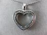 ESTATE .40CT DIAMOND 18KT WHITE GOLD 3D CLASSIC OPEN HEART PAVE PENDANT #11939