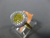 ESTATE .58CT WHITE & FANCY YELLOW DIAMOND 18K 2 TONE GOLD 3D CLUSTER FLOWER RING