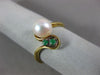 ESTATE .05CT AAA EMERALD & SOUTH SEA PEARL 14KT YELLOW GOLD 3D ANNIVERSARY RING
