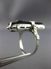 ANTIQUE LARGE .04CT DIAMOND AAA ONYX 14K WHITE GOLD 3D FILIGREE LION RING #26429
