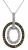 .36CT WHITE & CHOCOLATE FANCY DIAMOND 14K WHITE GOLD 3D DOUBLE HALO OVAL PENDANT