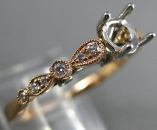 ESTATE .20CT DIAMOND 14KT WHITE & ROSE GOLD OPEN FILIGREE FLOWER ENGAGEMENT RING