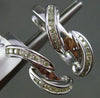 ESTATE LARGE .50CT DIAMOND 14KT WHITE GOLD 3D MULTI WAVE HANGING HUGGIE EARRINGS