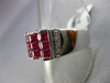 ESTATE WIDE 4.14CT DIAMOND & AAA PRINCESS RUBY 18KT WHITE GOLD 3D PYRAMID RING