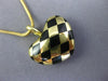 ESTATE BLACK ENAMEL 14K YELLOW GOLD CLASSIC DOUBLE SIDED HEART CHECKERED PENDANT