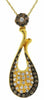 .31CT WHITE & CHOCOLATE FANCY DIAMOND 14KT YELLOW GOLD FLOWER TEAR DROP PENDANT