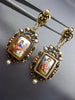 ANTIQUE AAA PEARL & ENAMEL 14KT YELLOW & ROSE GOLD 3D CLIP ON EARRINGS #21682