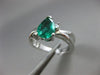 ESTATE WIDE 1.40CT ROUND DIAMOND & AAA EMERALD 14K WHITE GOLD 3D ENGAGEMENT RING
