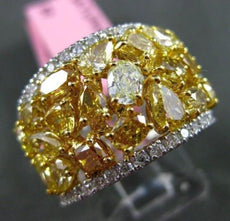 ESTATE WIDE 4.71CT WHITE & FANCY INTENSE YELLOW DIAMOND 18KT TWO TONE GOLD RING