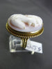 ANTIQUE LARGE 14KT YELLOW GOLD HANDCRAFTED LADY CAMEO FILIGREE ROPE RING