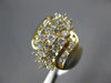 ESTATE EXTRA LARGE 1.5CT ROUND CUT DIAMOND 14K YELLOW GOLD CLUSTER COCKTAIL RING