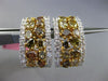 ESTATE GIA LARGE 5.82CT WHITE & FANCY INTENSE DIAMOND 18K TWO TONE GOLD EARRINGS