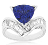 ESTATE 3.90CT DIAMOND & AAA TANZANITE 14KT WHITE GOLD 3D V SHAPE ENGAGEMENT RING