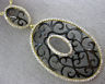 ESTATE LARGE .60CT DIAMOND 18K YELLOW & BLACK GOLD 3D OVAL OPEN FILIGREE PENDANT
