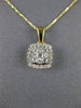 ESTATE .25CT DIAMOND 14KT TWO TONE GOLD 3D SQUARE CLUSTER HALO FLOATING PENDANT