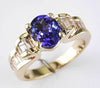 ESTATE LARGE 3.30CT DIAMOND & AAA TANZANITE 14KT YELLOW GOLD 3D ENGAGEMENT RING