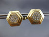 ESTATE LARGE 2.0CT DIAMOND 14K YELLOW 3D HEXAGON MENS CUFFLINKS & SHIRT STUD SET