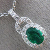 ESTATE 1.14CT DIAMOND & AAA EMERALD 14K WHITE GOLD CLASSIC OVAL FILIGREE PENDANT