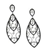 ESTATE 3.90CT WHITE & BLACK DIAMOND 14K WHITE GOLD 3D TEAR DROP HANGING EARRINGS