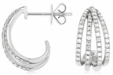 ESTATE .43CT DIAMOND 14KT WHITE GOLD 3D CLASSIC MULTI ROW UMBRELLA FUN EARRINGS