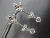 ANTIQUE 1.15CT DIAMOND 18KT WHITE GOLD 3D FLOWER LEAF HANGING EARRINGS #9453