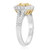 ESTATE .92CT WHITE & FANCY YELLOW DIAMOND 18K TWO TONE GOLD HALO ENGAGEMENT RING