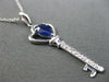 ESTATE .45CT DIAMOND & SAPPHIRE 14KT WHITE GOLD KEY TO MY HEART FLOATING PENDANT