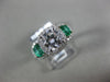 ESTATE 1.31CT DIAMOND & AAA SEMI MOON EMERALD 14KT WHITE GOLD 3D ENGAGEMENT RING
