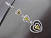 ESTATE LARGE 1.86CT WHITE & YELLOW DIAMOND 18KT 2 TONE GOLD HEART DROP EARRINGS