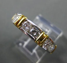 ANTIQUE WIDE 1.16CT DIAMOND 14K 2 TONE GOLD 6 STONE ANNIVERSARY RING E/F #21182
